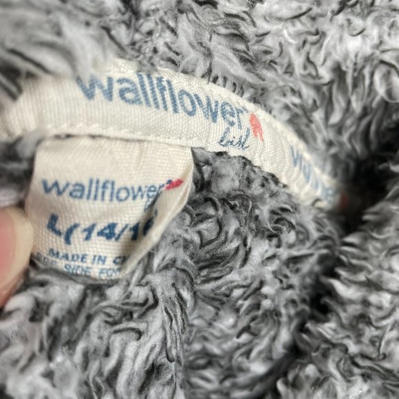 WALLFLOWER GIRL Girl's L 14-16 Pullover Gray Sherpa Fuzzy Warm Hoodie Sweater - Picture 3 of 3